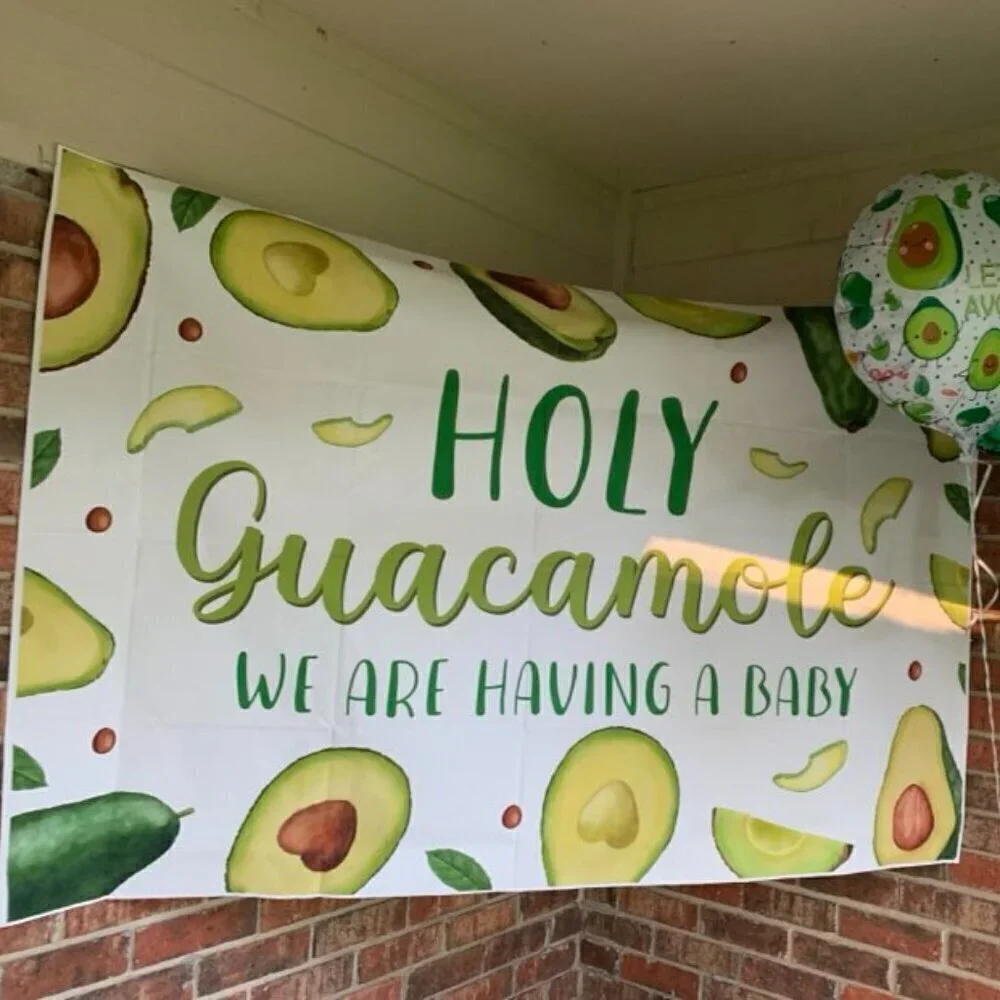 Green Avocado Themed Baby Shower Holy Guacamole We Are Having a Backdrop